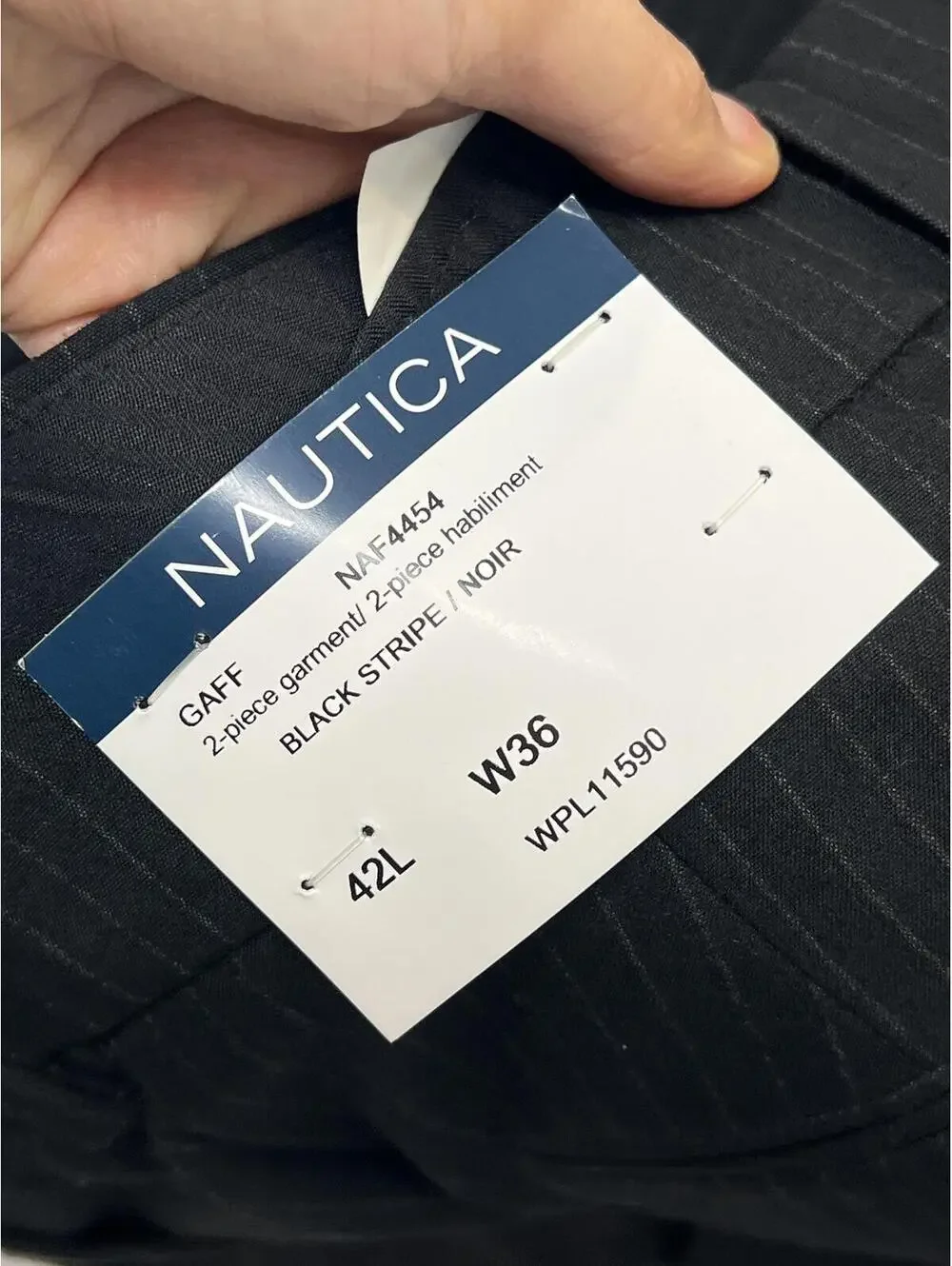 Nautica Mens Modern Fit Bi-Stretch Pinstripe Suit Jacket Black